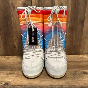 🌈NEW moon boot icon rainbow waterproof boots in bag w/tags EU 39/41 | US 8-10🌈